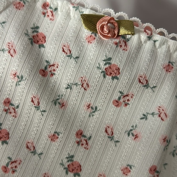 All Over Satin Rosebuds Floral Print Stretch Silky Smooth High Waist Thong Panty - Picture 10 of 13